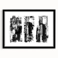 Black and white abstract wall art design in a matte black frame, showcasing unique shapes and lines, ideal for modern decor.