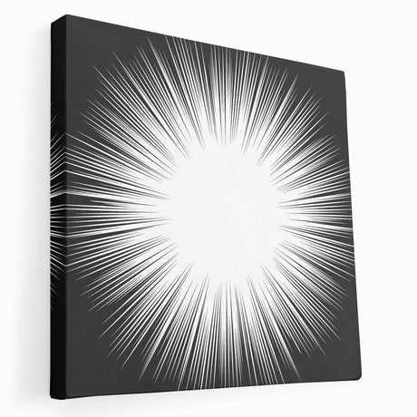 Abstract black and white stretched canvas wall art showcasing a modern design with dynamic shapes, perfect for contemporary home decor.