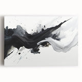 Abstract black and white wall art canvas with geometric shapes and patterns, perfect for modern home decor, showcasing stylish design elements.