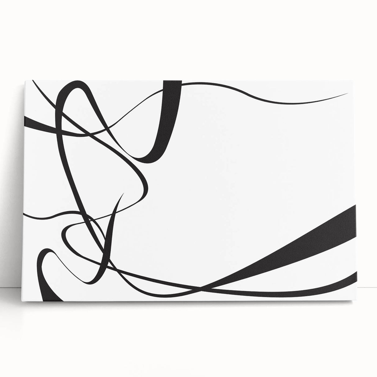 Abstract black and white wall art canvas, showcasing a modern design with dynamic shapes and textures, ideal for contemporary home decor.