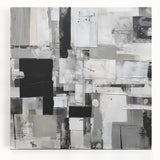 Abstract black and white wall art canvas with a modern design, showcasing bold shapes and lines, ideal for contemporary home decor.