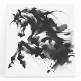 Abstract black and white wall art canvas featuring geometric shapes and lines, creating a modern, minimalist decor piece for contemporary spaces.