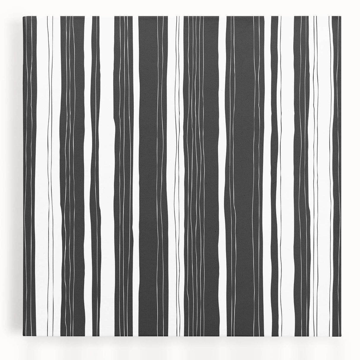 Abstract black and white wall art canvas featuring dynamic geometric shapes and fluid lines, ideal for modern home decor or office settings.