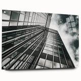 Large abstract wall art in black and white, acrylic print, suitable for bedroom or dining room decor.
