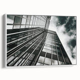 Black and white abstract landscape painting on framed canvas, ideal for bedroom wall art.