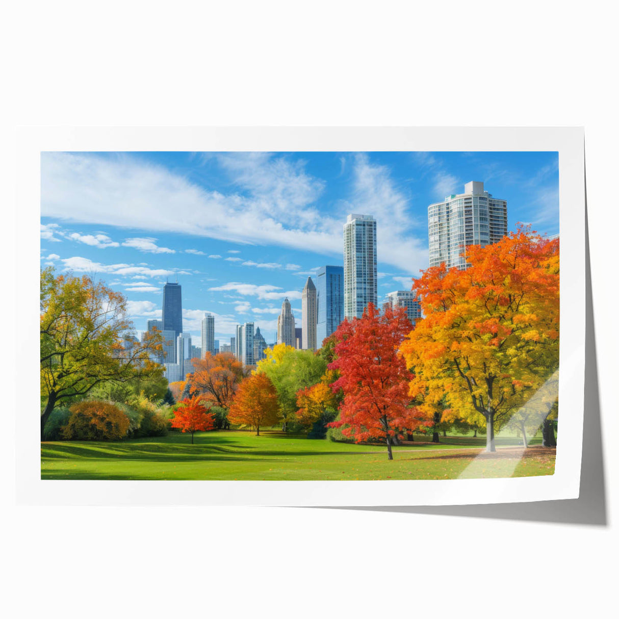 Atlanta skyline in muted gray tones on a rolled canvas, suitable for dining room decor.