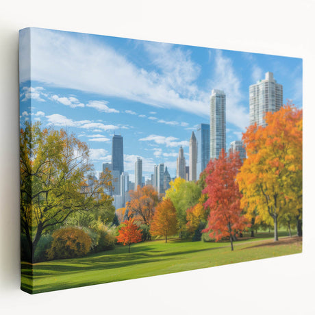 Atlanta skyline in muted gray and blue on stretched canvas, suitable for kitchen wall art.