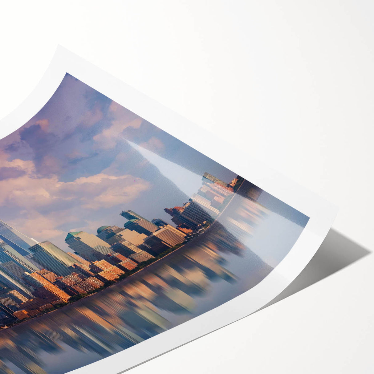 Extra large rolled print of New York City skyline in muted gray tones, suitable for large living room wall art.
