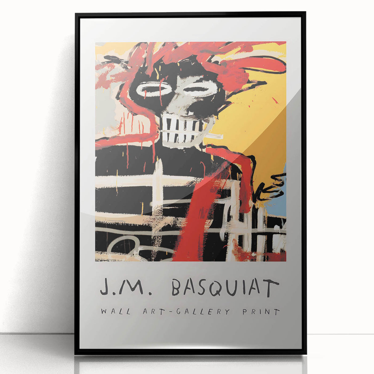 Large abstract wall art featuring dynamic shapes in bold colors on black acrylic, framed, ideal for modern art wall decor.