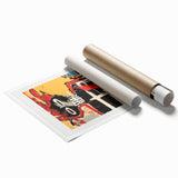Extra large rolled print featuring avant-garde Basquiat design with floral elements, ideal for classy bathroom wall art.