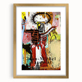 Extra large abstract art print with textured design in vibrant colors on a gold-framed canvas, ideal for living room decor.