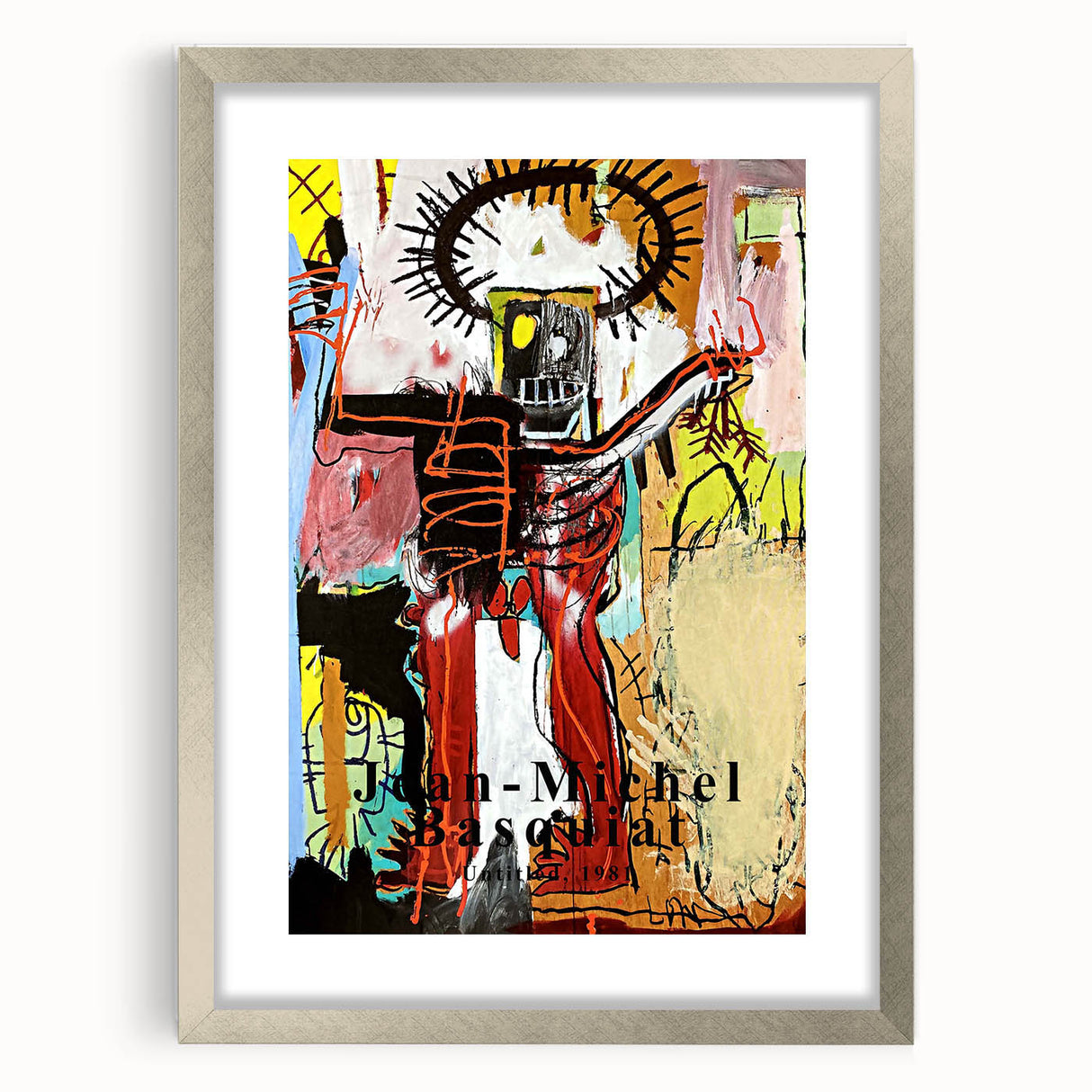 Textured abstract art print in vibrant colors on a framed canvas, ideal for modern bedroom ambiance.