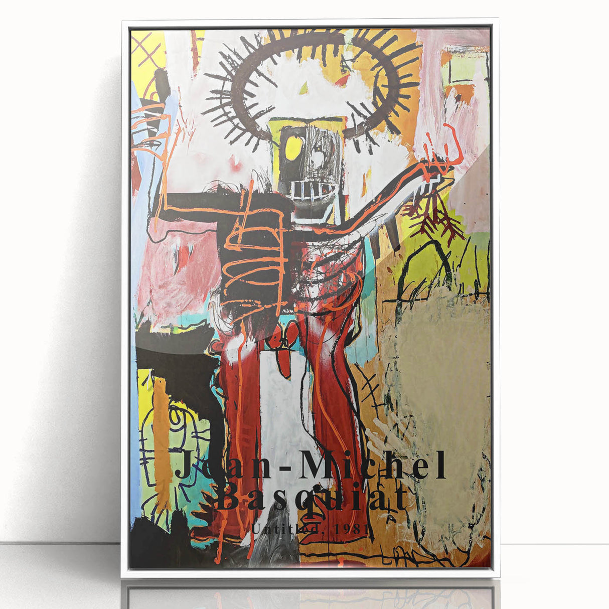 Acrylic print of a contemporary Basquiat-inspired artwork in vibrant colors, ideal for modern art wall decor.