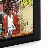 Extra large black wall art on canvas, featuring a textured, colorful abstract design, ideal for living room decor.