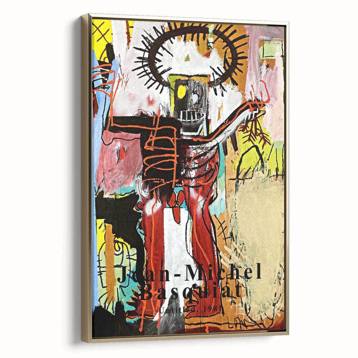 Framed canvas featuring a contemporary landscape painting in black with gold accents, ideal for bedroom decor.