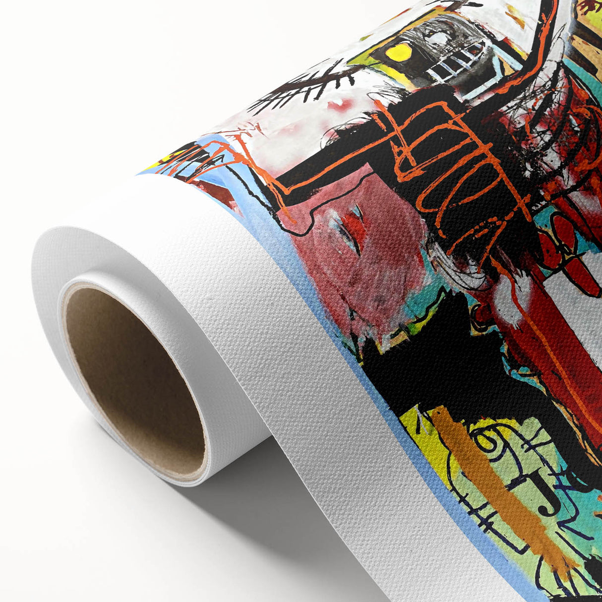 Art deco style poster featuring vibrant geometric patterns on rolled canvas.