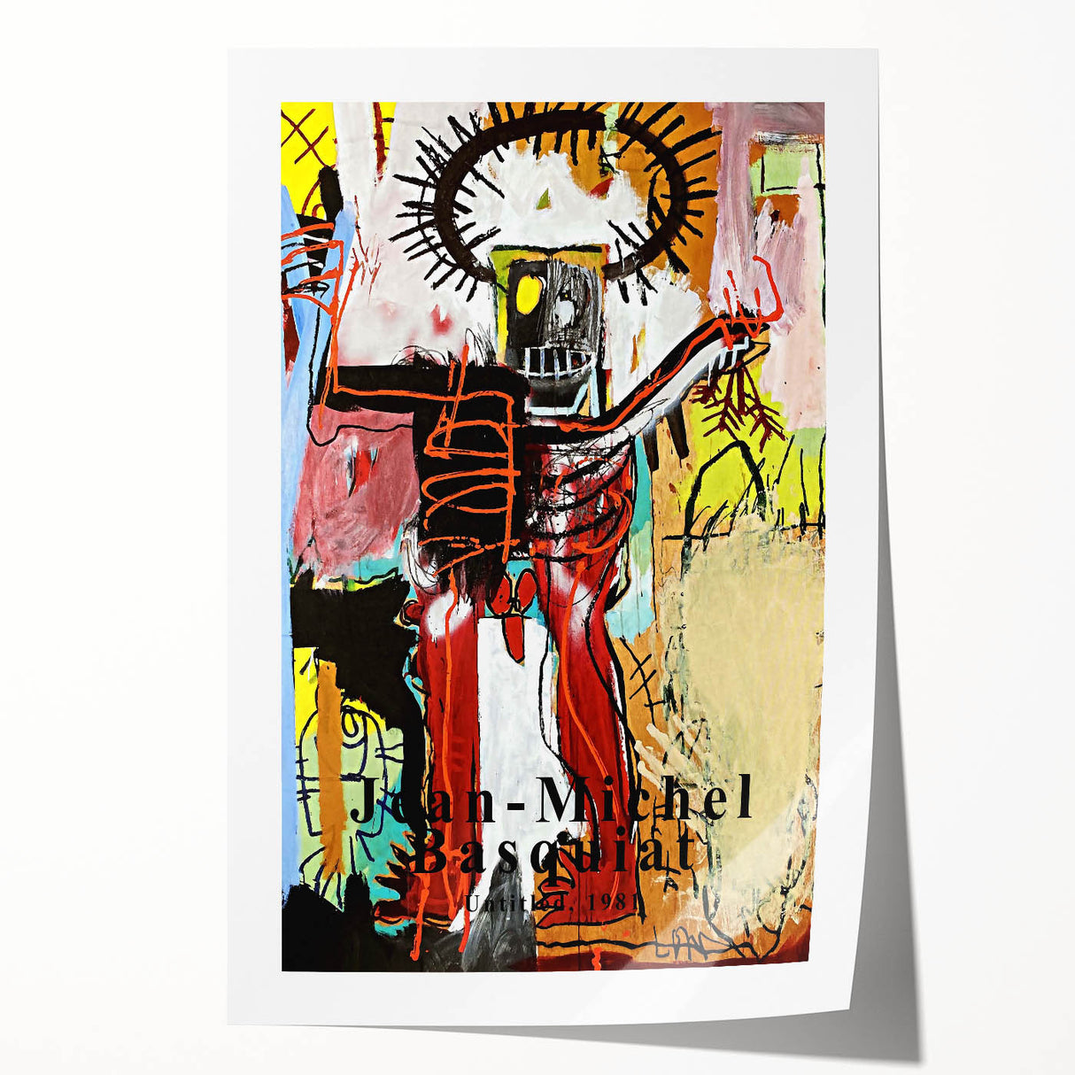 Extra large rolled print featuring a contemporary floral design in vibrant colors, ideal for dining room wall art.