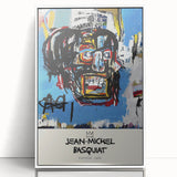 Modern art wall decor featuring an abstract Basquiat design in vibrant colors on a framed acrylic.
