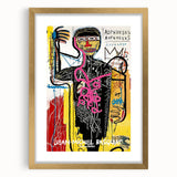 Extra large abstract art print featuring textured, vibrant colors on a gold-framed canvas, ideal for living room decor.