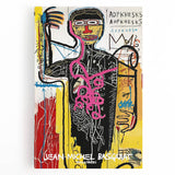Large black and white abstract Basquiat-style art on stretched canvas, suitable for kitchen wall decor.
