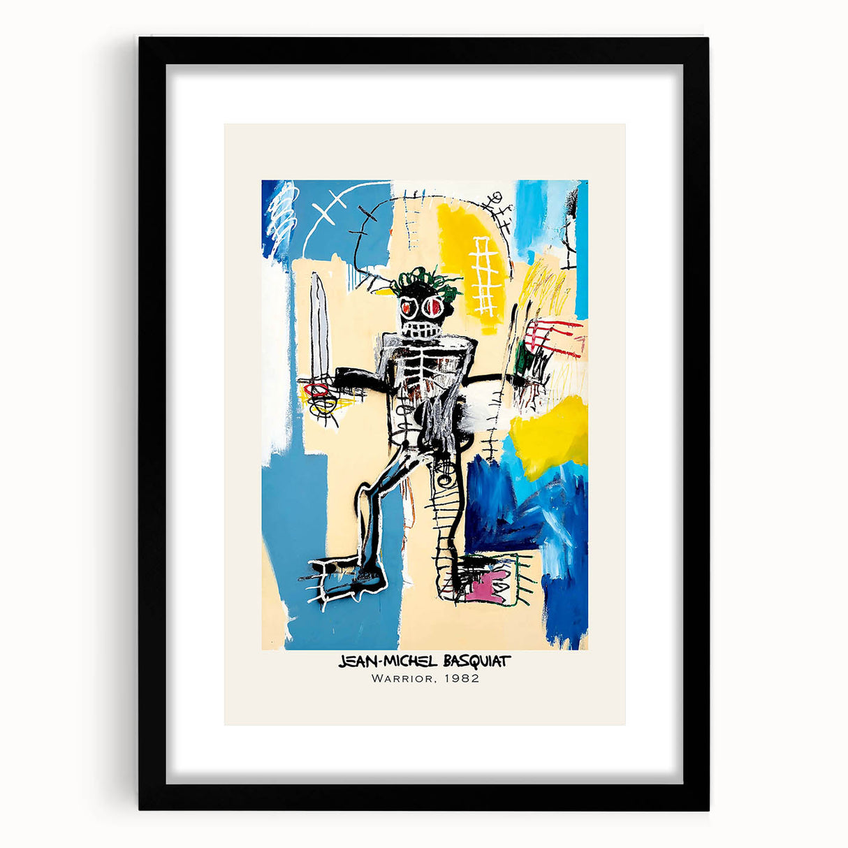 Extra large abstract art print featuring a colorful, textured design on a black framed canvas, ideal for living room decor.