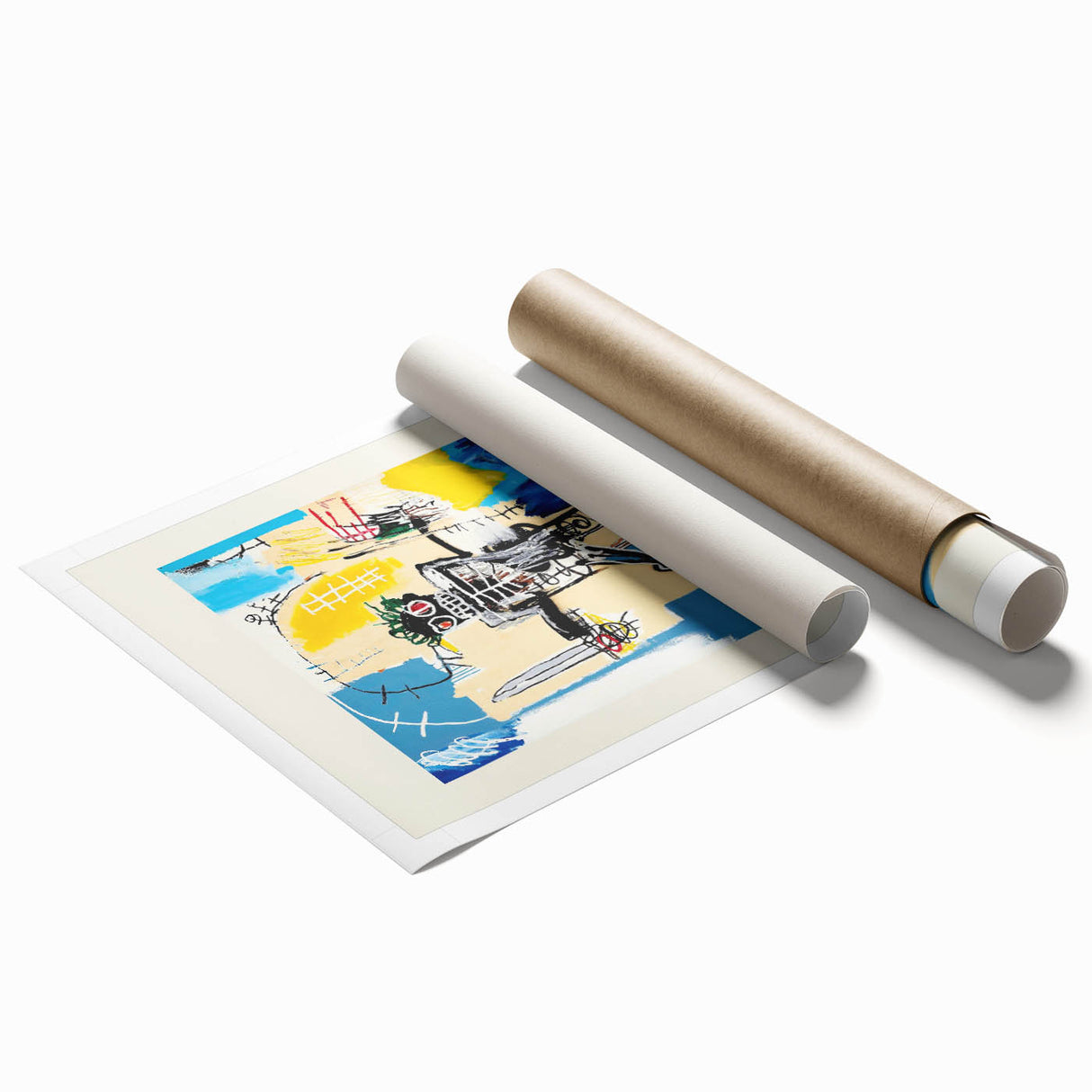 Extra large rolled print featuring a contemporary avant-garde floral design in vibrant colors.