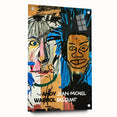 Large abstract wall art on acrylic featuring avant-garde Basquiat design in vibrant colors.