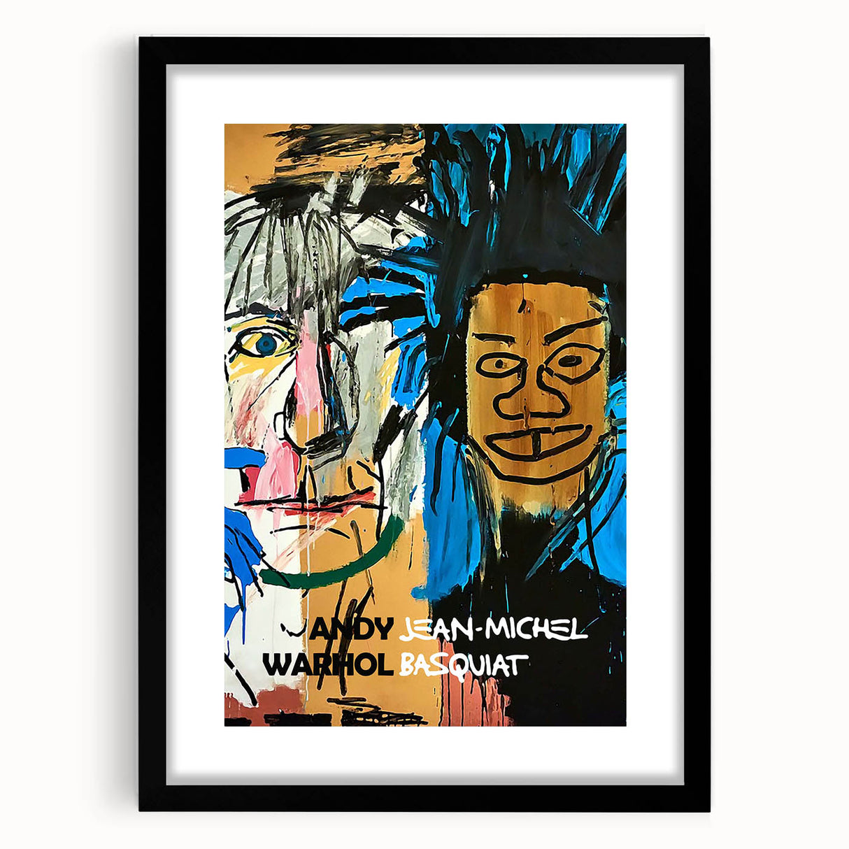 Extra large abstract art print featuring a colorful, textured design on a black framed canvas, ideal for living room decor.