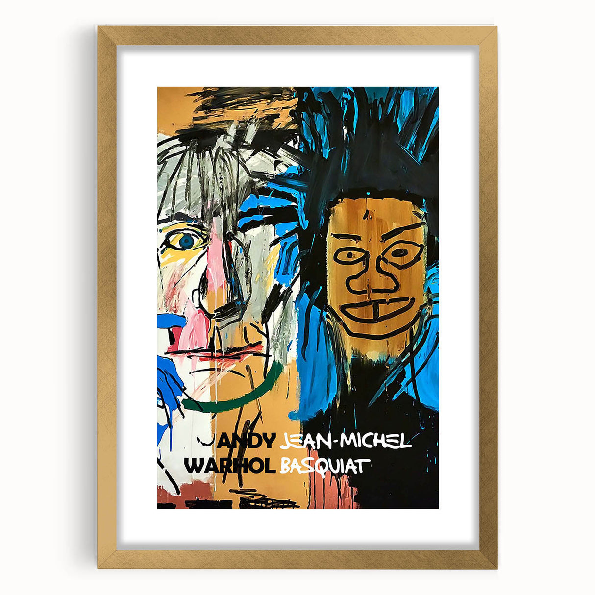 Extra large abstract art print featuring vibrant textured patterns, framed in gold, ideal for living room decor.