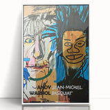 Modern art wall decor featuring abstract Basquiat design in vibrant colors on a white acrylic framed poster.