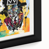 Extra large framed canvas featuring a textured, colorful abstract design on a black background.
