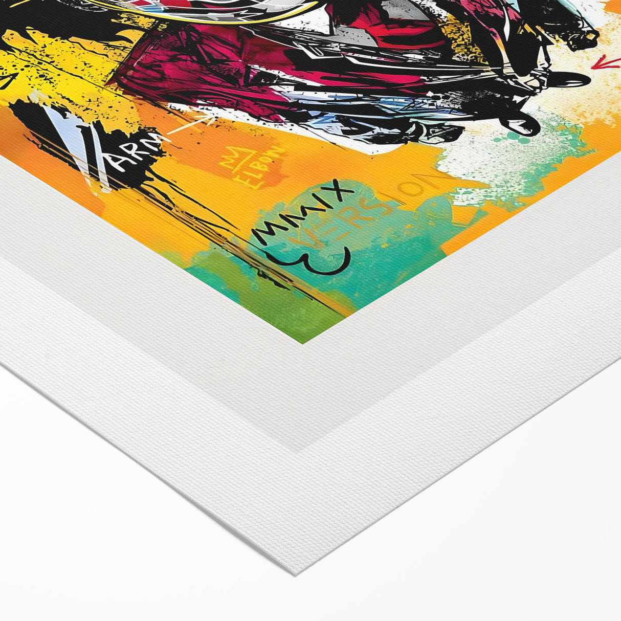 Art deco poster featuring geometric patterns and bold black, gold, and white colors on rolled canvas.