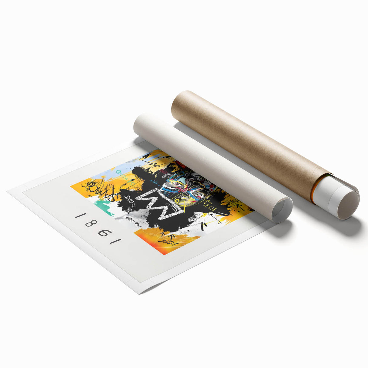Extra large rolled print of avant-garde floral art in vibrant colors.