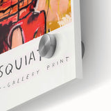 Large abstract wall art in mid-century modernist style, featuring vivid colors on acrylic glass.