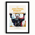 Extra large, colorful abstract art print featuring textured, avant-garde Basquiat design on a framed canvas.