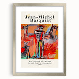 Textured abstract art print in vibrant colors on a silver-framed canvas, suitable for bedroom art.