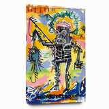 Large abstract wall art on acrylic glass, featuring avant-garde Basquiat design in vibrant colors.