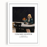 Abstract art print featuring a minimalist Edward Hopper design in muted earth tones, framed with a white mat.