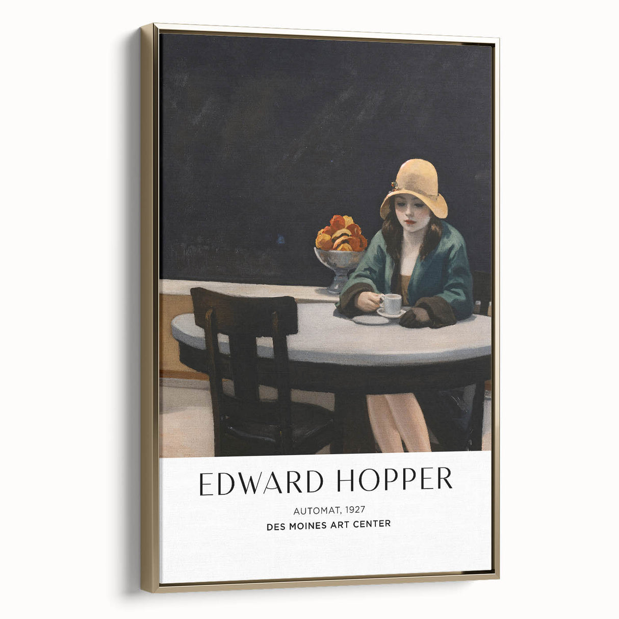 Framed canvas featuring a vintage Edward Hopper landscape painting in muted earth tones, ideal for bedroom wall art.