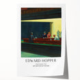 Edward Hopper-inspired floral scene in muted colors on rolled canvas, suitable for dining room or large bathroom wall.