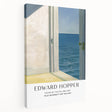 Edward Hopper-inspired contemporary canvas art depicting a serene street scene in muted earth tones.