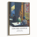 Framed canvas featuring a vintage-style Edward Hopper landscape painting in muted tones, ideal for bedroom wall art.