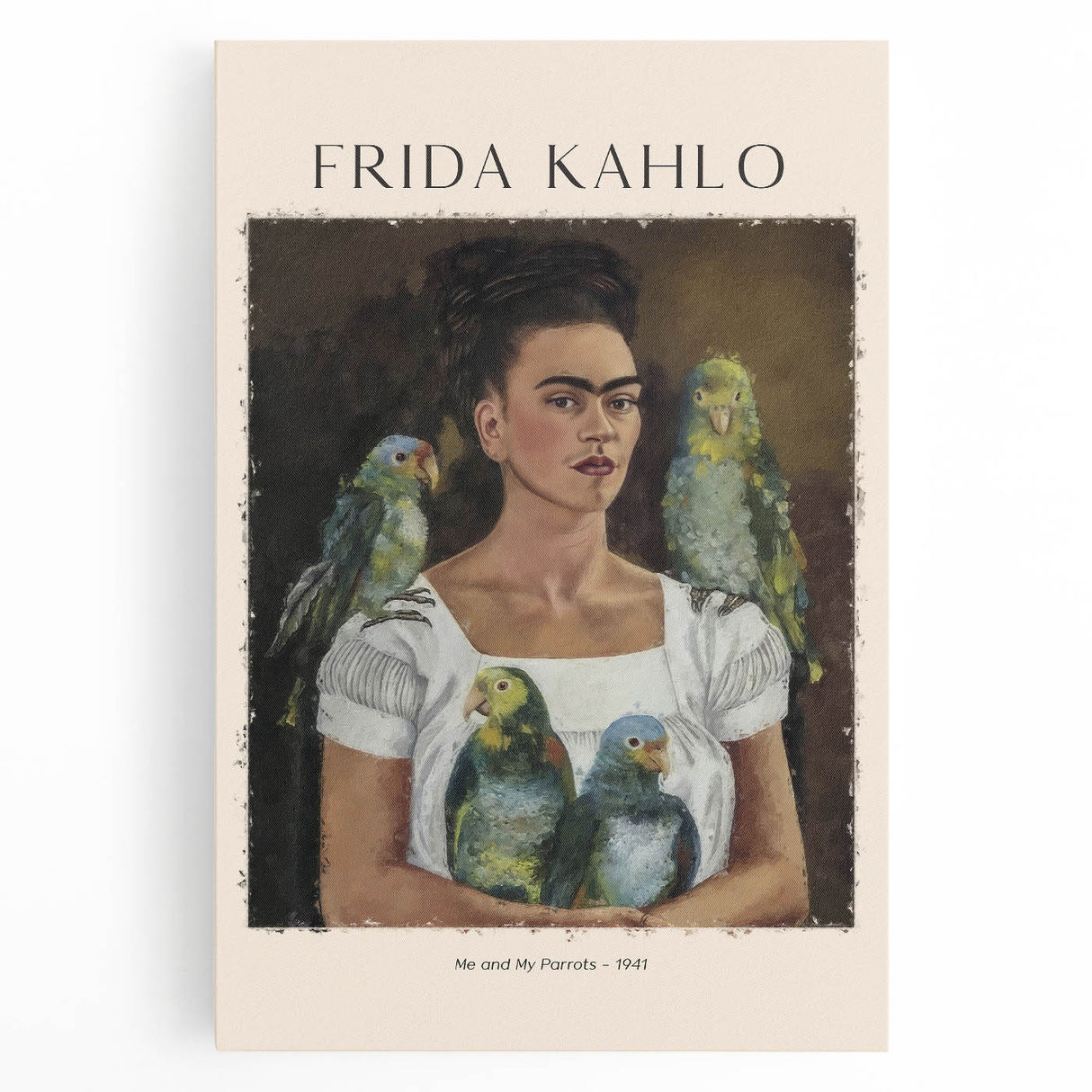 Large black and white canvas featuring an abstract depiction of Frida Kahlo, ideal for kitchen wall art.