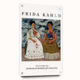 Side view of an acrylic glass print featuring a contemporary Frida Kahlo portrait in bold, vibrant colors.