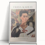 Acrylic print of a modern art depiction of Frida Kahlo in monochrome tones, ideal for nursery wall art.