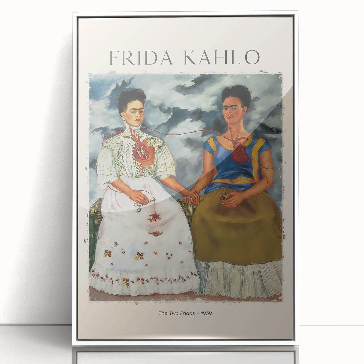 Acrylic print of a modern art depiction of Frida Kahlo in art deco style, ideal for nursery wall art.
