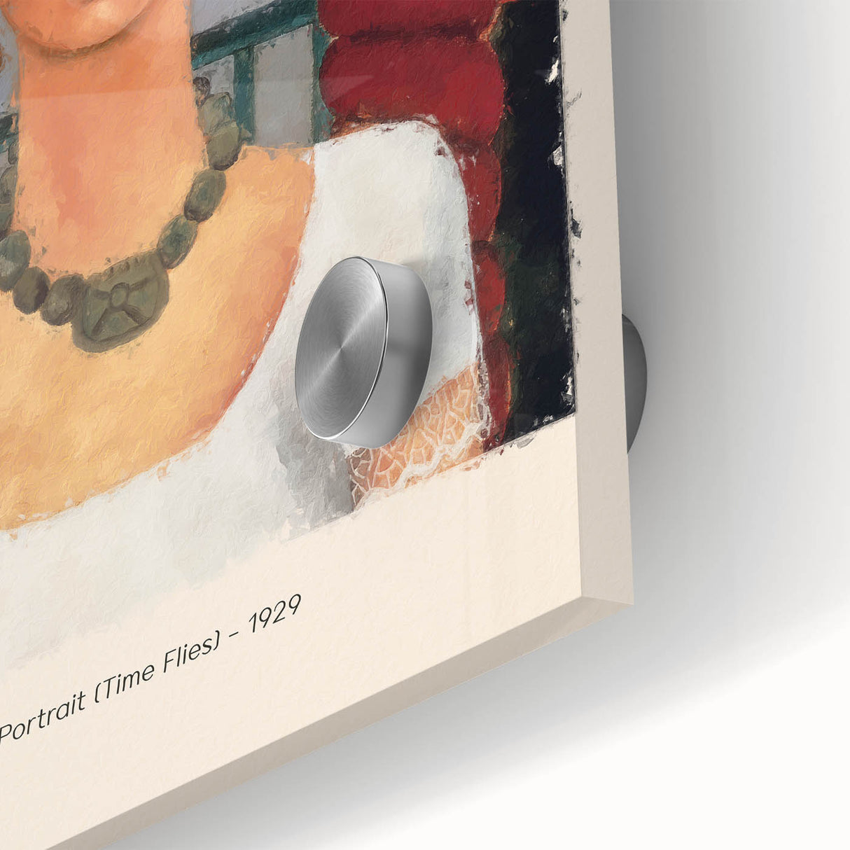 Mid-century modernist style large abstract wall art of Frida Kahlo on acrylic glass, ideal for dining room art.