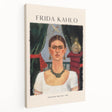 Side view of a contemporary Frida Kahlo-inspired artwork on stretched canvas with vivid colors, ideal for kitchen wall art.