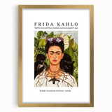 Extra large wall art featuring an abstract depiction of Frida Kahlo in textured tones of gold and black.