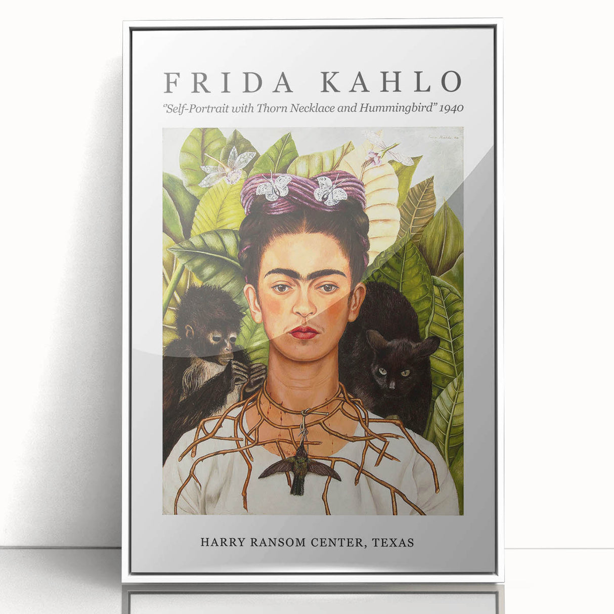 Frida Kahlo portrait in art deco style on white acrylic, featuring vibrant primary colors, ideal for modern nursery wall art.